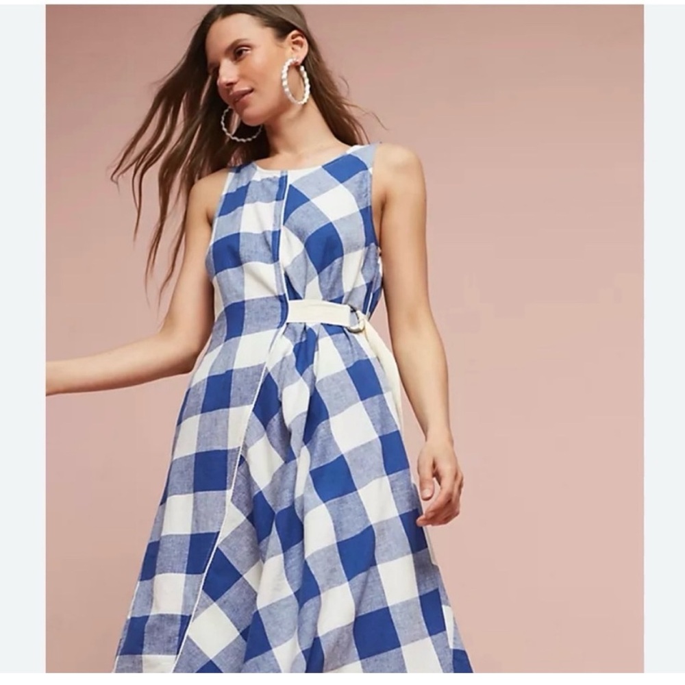 Maeve Anthropologie Dress - Asymmetrical Sleeveless Gingham Dress